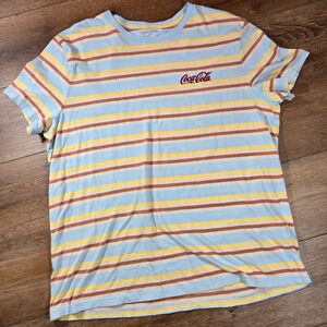Lucky Brand Coca Cola Striped T Shirt Women L XL Red White Coke Graphic Tee